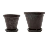 House Doctor - Flower pot with tray 2-pack H12xØ13,5/H14xØ16, Brown - Brown