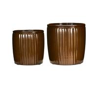 House Doctor Groove planter 2 parts small Brown