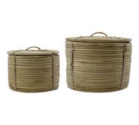 House Doctor - HDRound Basket With Lid Natural, 2-pack - Natural