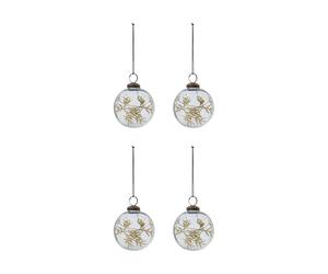 House Doctor Leaf Christmas tree ornament Ø7.5 cm 4-pack Clear gold