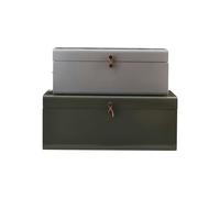 House Doctor - Metal Box Set Of 2, Green/Light Blue - Green