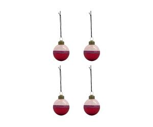 House Doctor Stripe Christmas Ornament Ø8 cm 4-pack Pink-red