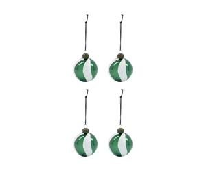 House Doctor Twister Christmas tree bauble Ø6 cm 4-pack Green-white