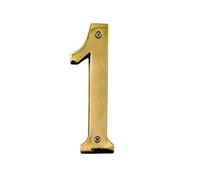 House Door Numerals Numbers - Number 0 to 9 in Polished Brass Finish 75mm (Number 1)