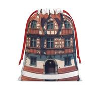 House Drawstring Gift Bag â€“ Premium Polyester Holiday & Party Favor Bag With Full-Print Design, Perfect For Christmas, Halloween, And Promotions