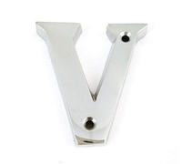 House Flat Letter V - Alphabet - 50mm (2") - Polished Chrome