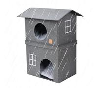 House for Cats - Foldable 2-Layer Pet Cat Houses for Indoor | Quick & Easy Assembly Cat Beds, Semi-enclosed Pet House, Cold Weather House with Door for Cats Kittens