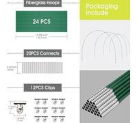House Greenhouse Hoops, Detachable Greenhouse Tunnel -Arches, DIY Plants Supporting The Garden Piles For Raised Beds(24PCS)