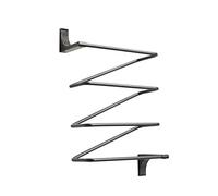 House & Homestyle Glimmer Bathroom Towel Storage Rack, Stylish Brushed Metal Zig Zag Wall Mounted Towel Holder with Sparkling Faux Crystal Gems, Stores 4 Towels - Matte Black & Silver