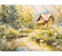 House in A Garden with A Stream Running Through Creative Fun Jigsaw Puzzle for Adults Challenging Traditional Puzzle Perfect for Family Nights Game_500pcs
