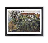 House In Landscape By Chaim Soutine Classic Painting Framed Wall Art Print, Ready to Hang Picture for Living Room Bedroom Home Office Décor, Black A4 (34 x 25 cm)