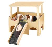 House Interiors, Small Animal House for Cages, Wooden Ham is cleverly added to avoid damage to pet skin, star house toy - double layers to give a smooth look without a ra
