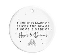 House Is Made Of Bricks & Beams Hanging Ceramic Ornament Decoration | Home Is Made Of Hopes & Dreams, New Home Gift