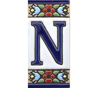House letters 3 inch. Handpainted house letter tiles for signs, addresses and names. Address numbers for houses. House address numbers and letters. Design Design FLORES MINI 2,87" x 1,38" (LETTER N)