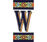 House letters 4 inch. Handpainted house letter tiles for signs, addresses and names. Address numbers for houses. House address numbers and letters. Design FLORES MEDIANO 4,29" x 2,13" (LETTER W)
