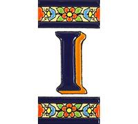 House letters 4 inch. Handpainted house letter tiles for signs, addresses and names. Address numbers for houses. House address numbers and letters. Design FLORES MEDIANO 4,29" x 2,13" (LETTER I)