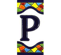 House letters 4 inch. Handpainted house letter tiles for signs, addresses and names. Address numbers for houses. House address numbers and letters. Design MOSAICO MEDIANO 4,29" x 2,13" (LETTER P)