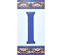 House letters 6 inch. Handpainted house letter tiles for signs, addresses and names. Address numbers for houses. House address numbers and letters. Design ARCO GRANDE 5,86" x 2,91" (LETTER I)