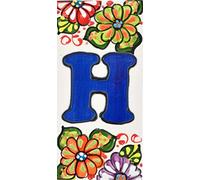 House letters 6 inch. Handpainted house letter tiles for signs, addresses and names. Address numbers for houses. House address numbers and letters. Design Design GARDEN 5,71" x 2,76" (LETTER "H")
