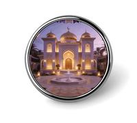 House Light Purple Gold Ramadan Badges Pin, Personalized Exquisite Round Badge, 1 Inch Button Pins for Women And Men, Decorative Metal Round Brooch for Clothing, Backpacks, And Hats