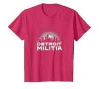 House Music Detroit Militia Graphic for Men T-Shirt, Kids, Red Heather, 6 Years