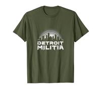 House Music Detroit Militia Graphic for Men T-Shirt, Men, Olive, M
