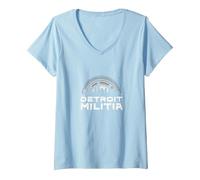 House Music Detroit Militia Graphic for Men V-Neck T-Shirt, Women, Baby Blue, XXL