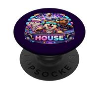 House Music Shiba-Inu Capybara Melodic Party Design PopSockets Adhesive PopGrip