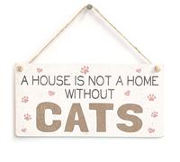 House Not a Home Without Cats Hanging Sign, Cat Lover Decor
