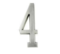 House Number， 1pc 101mm Metal House Number Outdoor Self-Adhesive Numbers Mailbox Door Stickers 4-inch Silver/Black Zinc Alloy #0-9(Silver,4)