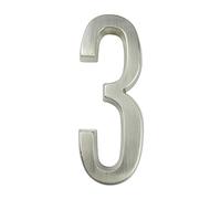 House Number， 1pc 101mm Metal House Number Outdoor Self-Adhesive Numbers Mailbox Door Stickers 4-inch Silver/Black Zinc Alloy #0-9(Silver,3)