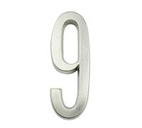 House Number， 1pc 101mm Metal House Number Outdoor Self-Adhesive Numbers Mailbox Door Stickers 4-inch Silver/Black Zinc Alloy #0-9(Silver,9)