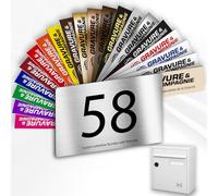 House Number For Letterbox - PVC House Number - Engraved and Customizable Plate - 19 Colours (SMALL 5 x 3,5 cm, Gris Alu / Alu Grey)