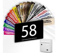 House Number For Letterbox - PVC House Number - Engraved and Customizable Plate - 19 Colours (SMALL 5 x 3,5 cm, Noir / Black)