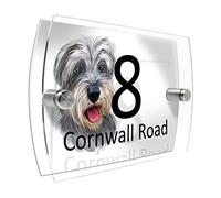House Number Plaque Sign Door Road Plate for Dog Lovers Personalised Watercolour Print (D437 Schnauzer)