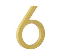 House Number Plaques 1pcs 125mm Floating House Number 5-inch Golden Zinc Alloy & Letter Mailbox Address Plate Outdoor #0-9(Number 6)