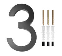 House Number Plaques 1PCS Floating House Number,Modern Letters Door Alphabet, Home Outdoor Black 3D Numbers Address Plaques for Wall(3)