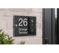 House Number Sign Plaque with Security Doorbell Holder, Compatible with EUFY E340, Modern Acrylic Design