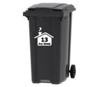 House Number & Street - Road Name Bin Window Stickers, WHITE Peel and Stick x 2 Stickers