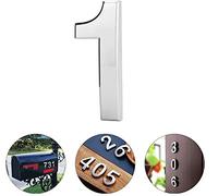 House Number, TopE 4 Inch Large Size Silver Waterproof Self Adhesive 3D Number Stickers for House Room Door Mailbox Outdoor Indoor Use (No.1)