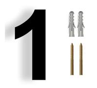 House Numbers 15/20/25/30cm Stainless Steel House Number Silver Address Sign 0-9 Huisnummer Outdoor Numbers Home Numeros Casa Exterior Big(Black No.1,25cm)