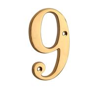House Numbers 1pc 4" 101mm Metal House Number Solid Brass & Letter Apartment Door Mailbox Address Sign Outdoor 0-9(9)