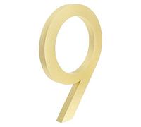 House Numbers, 1pc Aluminum Floating House Number 0-9 Exterior Outdoor Apartment Door Plate Gold 6 inch(9)