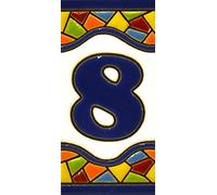 House numbers 3 inch. Handpainted house number tiles for signs, addresses and names. Address numbers for houses. House address numbers and letters. Design MOSAICO MINI 2,87" x 1,38" (NUMBER 8)