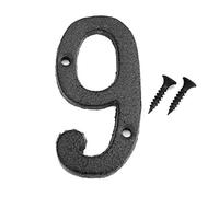 House Numbers, 3 Inch Solid Cast Iron Door Numbers with Screws, Black Antique Rustic Address Plaques for Front Doors and Gates(Number 9)