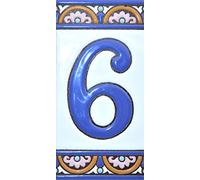 House numbers 6 inch. Handpainted house number tiles for signs, addresses and names. Address numbers for houses. House address numbers and letters. Design ARCO GRANDE 5,86" x 2,91" (NUMBER 6)