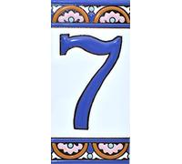 House numbers 6 inch. Handpainted house number tiles for signs, addresses and names. Address numbers for houses. House address numbers and letters. Design ARCO GRANDE 5,86" x 2,91" (NUMBER 7)
