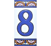 House numbers 6 inch. Handpainted house number tiles for signs, addresses and names. Address numbers for houses. House address numbers and letters. Design ARCO GRANDE 5,86" x 2,91" (NUMBER 8)