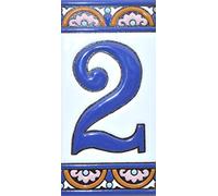 House numbers 6 inch. Handpainted house number tiles for signs, addresses and names. Address numbers for houses. House address numbers and letters. Design ARCO GRANDE 5,86" x 2,91" (NUMBER 2)