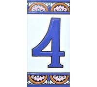 House numbers 6 inch. Handpainted house number tiles for signs, addresses and names. Address numbers for houses. House address numbers and letters. Design ARCO GRANDE 5,86" x 2,91" (NUMBER 4)